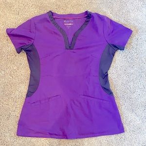 Purple scrub top. Lightly worn.